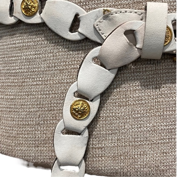 Size XS/S/M Vintage Womens 90s White and Gold Statement Belt Cabochon Lions Head main image 5